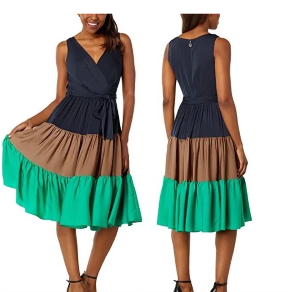 Tommy Hilfiger Washed Charmeuse Color-Block Dress sz 12